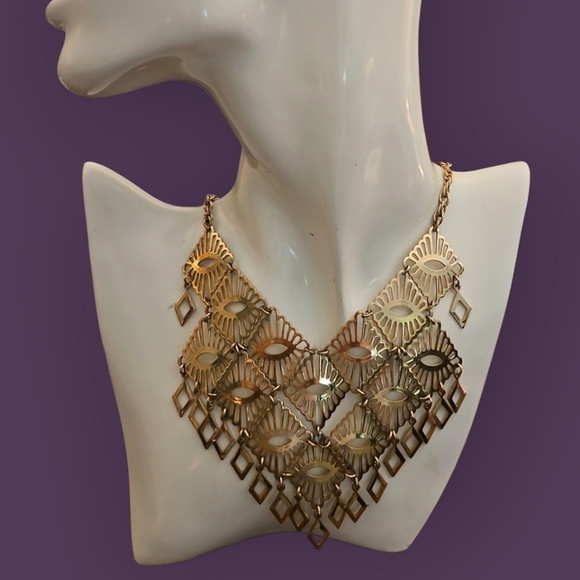 Vtg SARAH COVENTRY 1974 Mandarin Magic Bib Fringe Statement Necklace - Picture 1 of 9